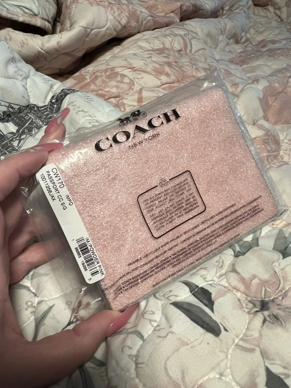 Coach Powder Pink Leather Passport Cover